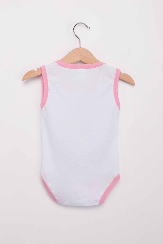 Printed Wide Strap Baby Bodysuit 1316 | Pink - Thumbnail