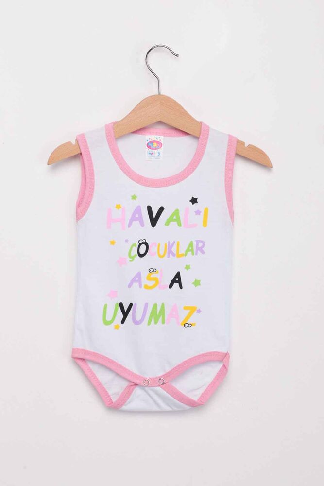 Printed Wide Strap Baby Bodysuit 1316 | Pink