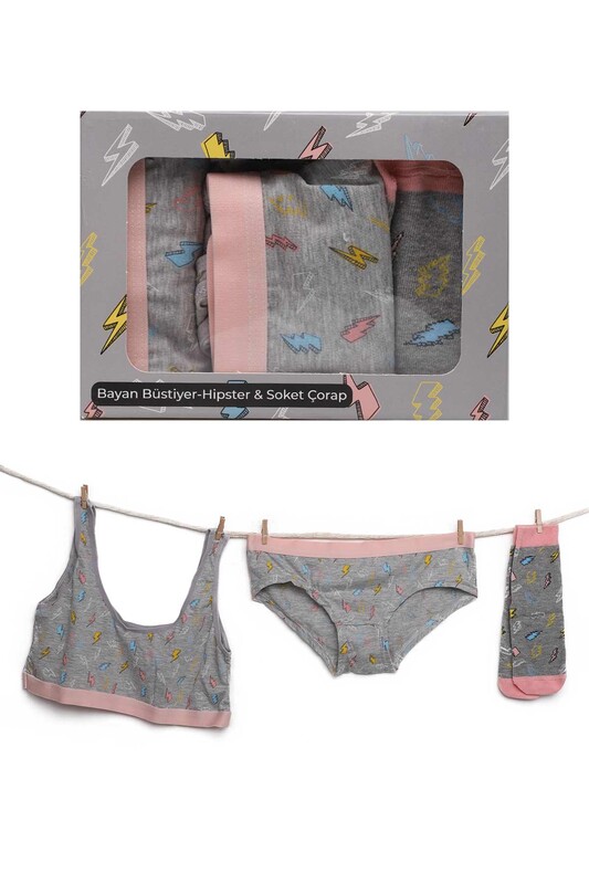 Woman Torsolette Panties Socks Set 1 | Gray - Thumbnail