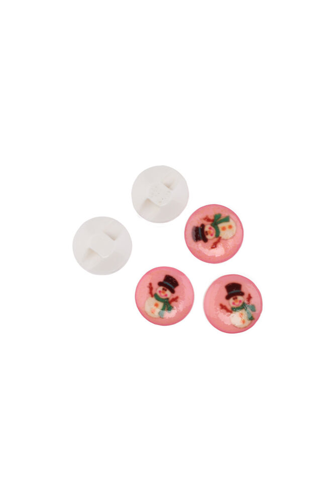 Snowman Printed Button | Pink