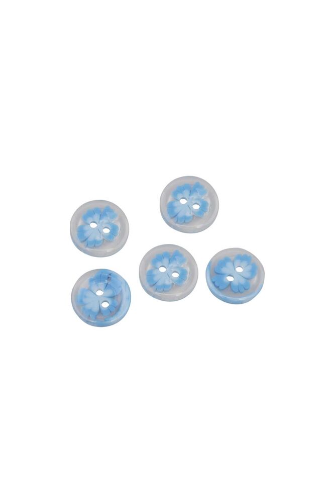 Patterned Button 5 Pieces Model 12 | Blue