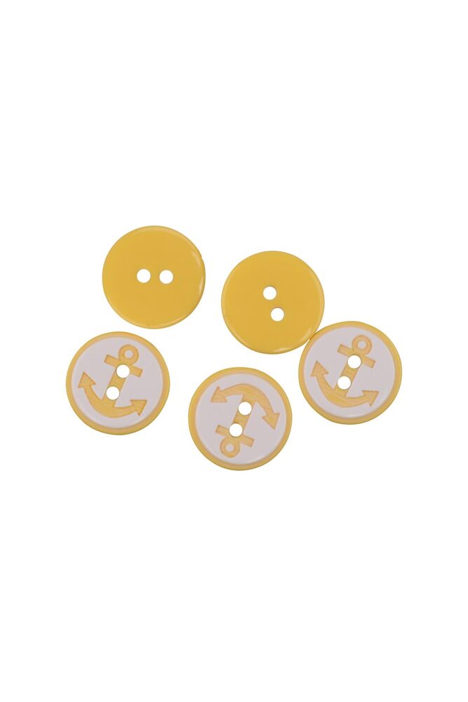 Anchor Patterned Button 5 Pieces Yellow