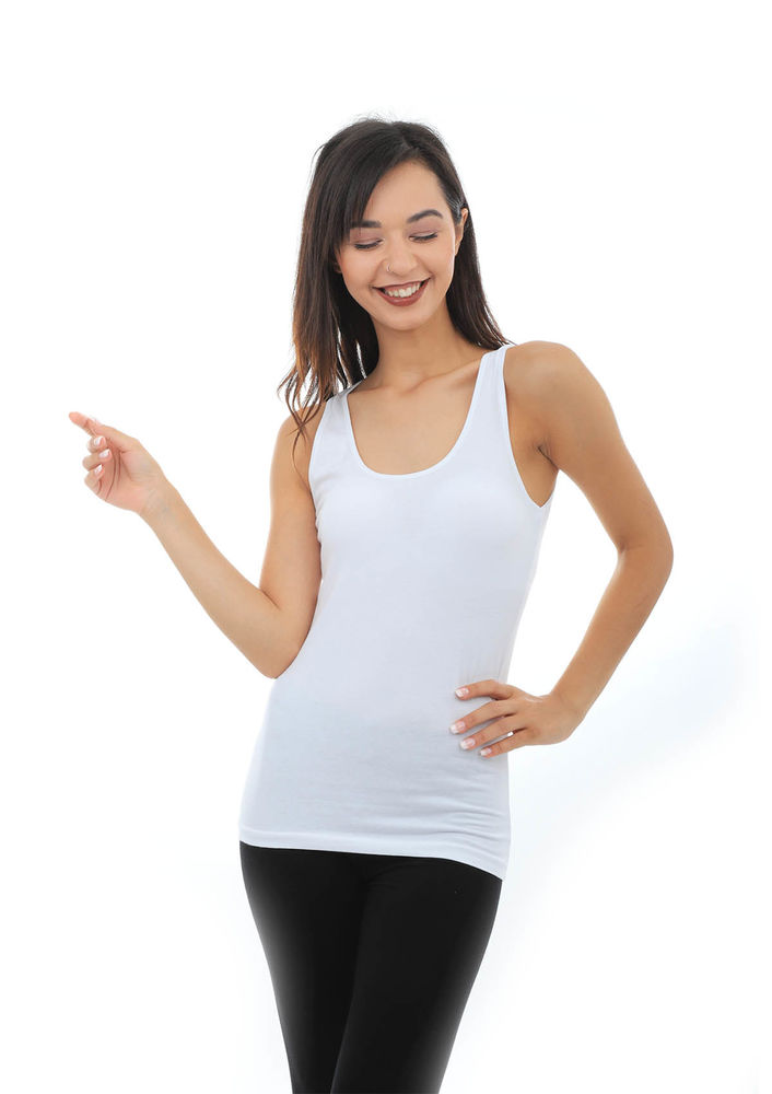 Tutku Elastane Large Strappy Woman Undershirt 174 | White