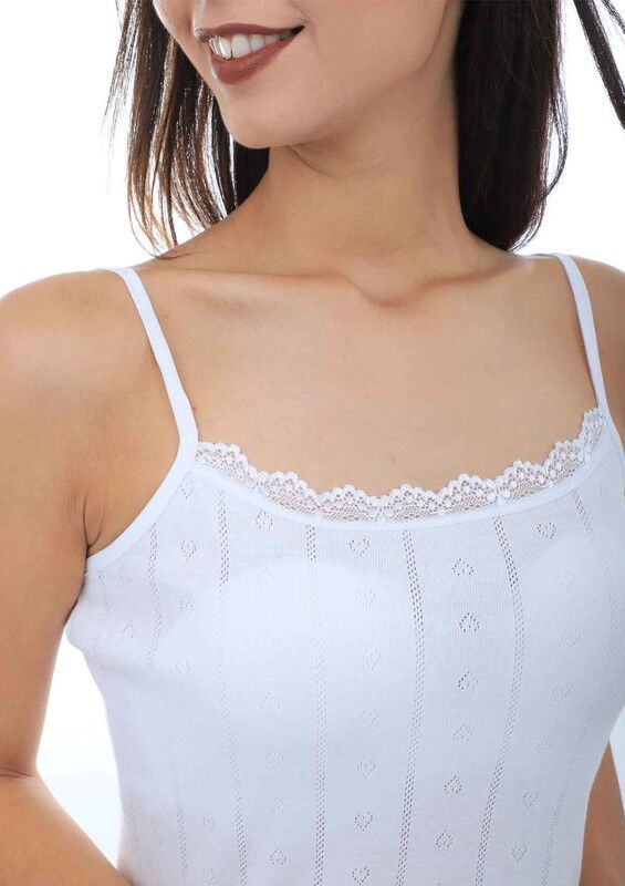 Tutku Woman Jacquard Strappy Undershirt 200 Six Pack | White
