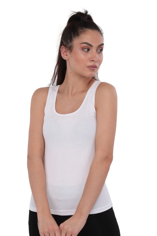 Tutku Ribana Large Strappy Woman Undershirt 136 | White - Thumbnail