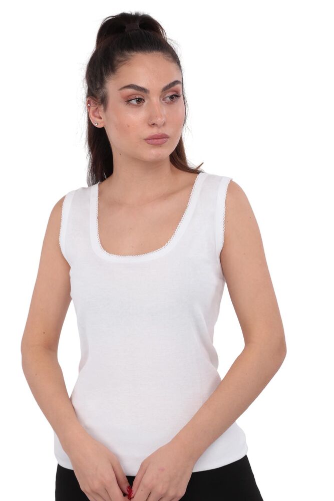 Tutku Thick Srappy Crocheted Woman Undershirt 142 | White