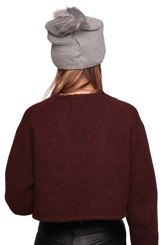 Woman Bobble Hat | Gray - Thumbnail
