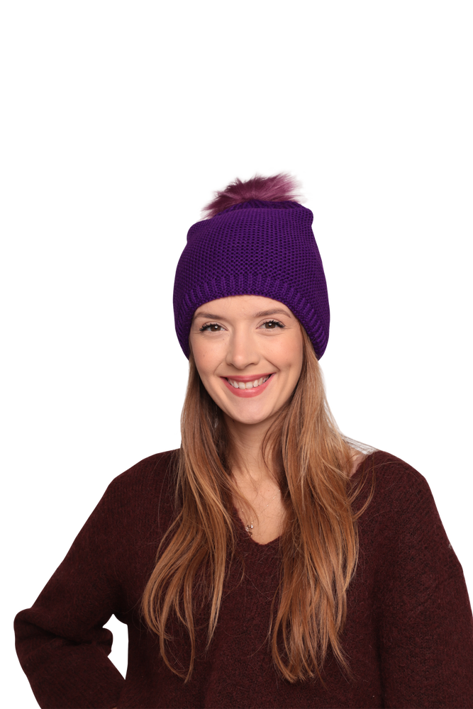 Woman Bobble Hat | Purple