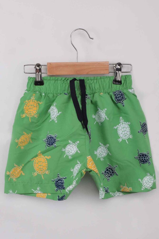 Turtle Pattern Boy Beach Shorts | Green