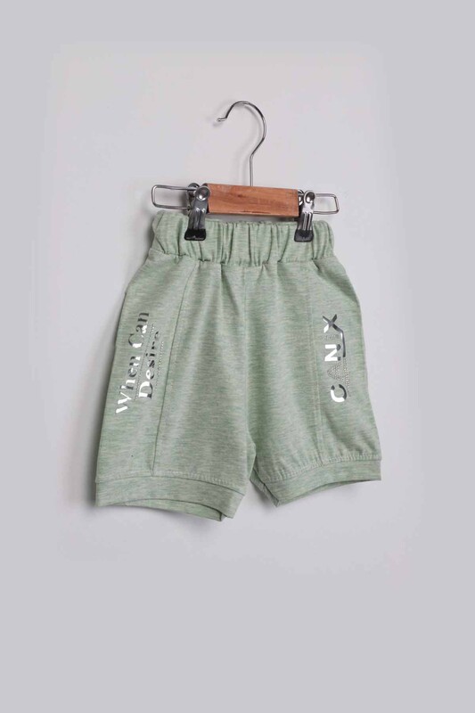 Stone Patterned Girl Shorts | Green - Thumbnail