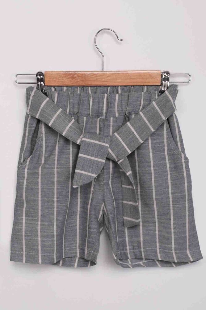 Girl Stripped Linan Shorts | Gray