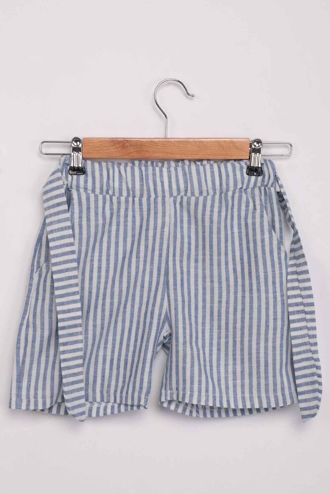 Girl Stripped Linen Shorts 111 | Blue