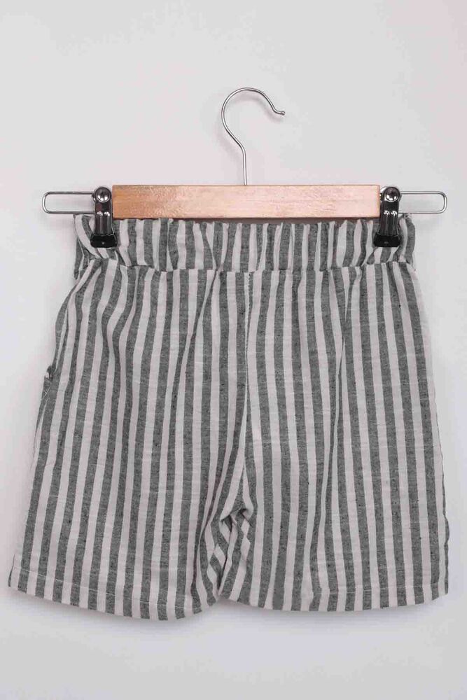 Girl Stripped Linen Shorts 111 | Black
