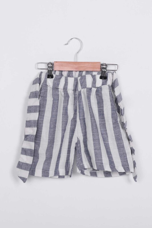 SİMİSSO - Girl Stripped Linen Shorts 111 | Ultramarine
