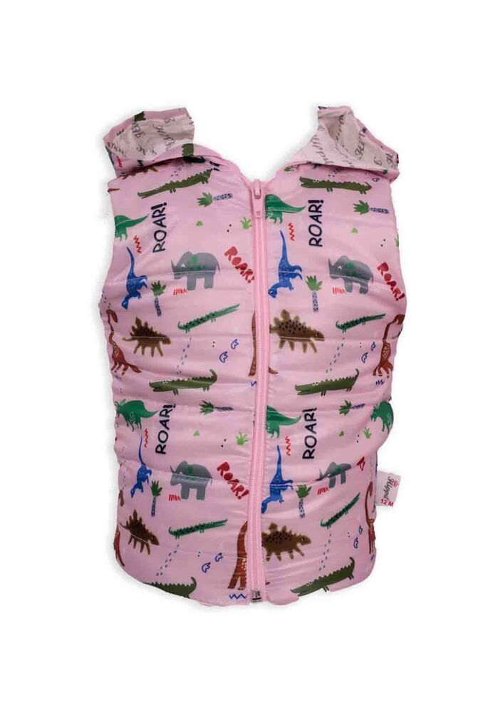 Hippil Baby Dinosaur Printed Hooded Inflatable Vest | Pink