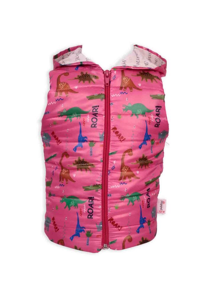 Hippil Baby Dinosaur Printed Hooded Inflatable Vest | Baby Pink