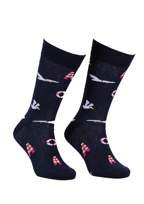 Aytuğ Patterned Man Socks 2433 | Ultramarine - Thumbnail