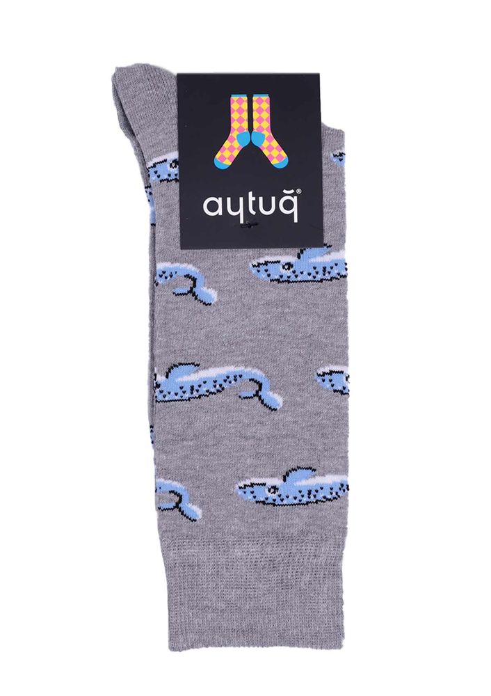 Aytuğ Fish Printed Man Socks 2433 | Gray