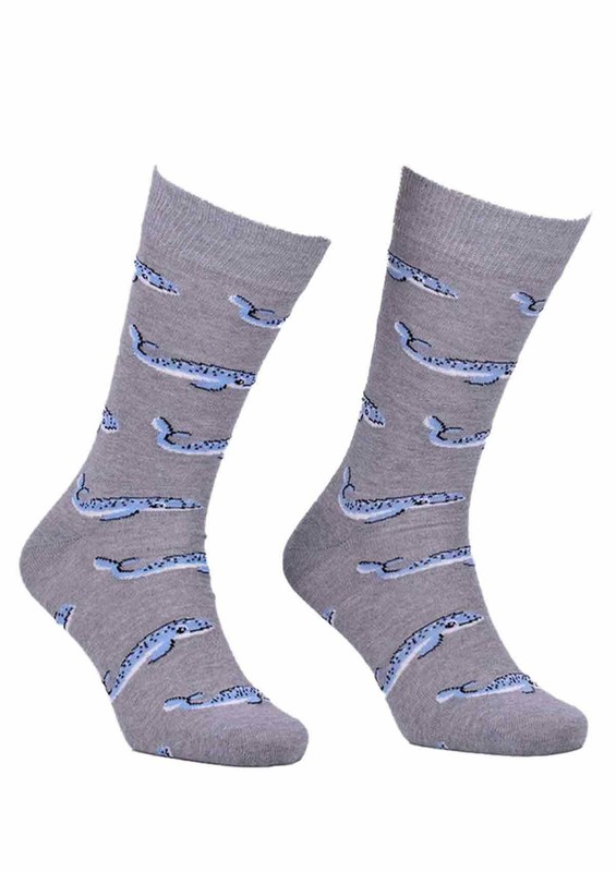 AYTUĞ - Aytuğ Fish Printed Man Socks 2433 | Gray