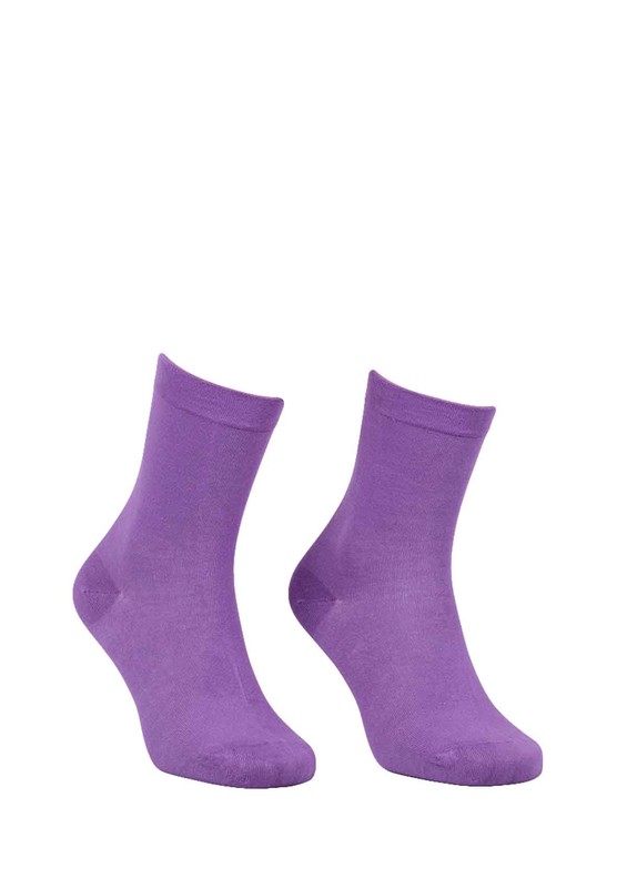 Dündar Ruched Socks 2050 | Purple - Thumbnail