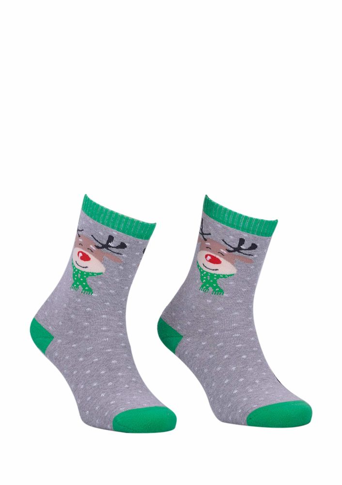 Dündar Seamless Deer Printed Socks with Cologne 010 | Gray