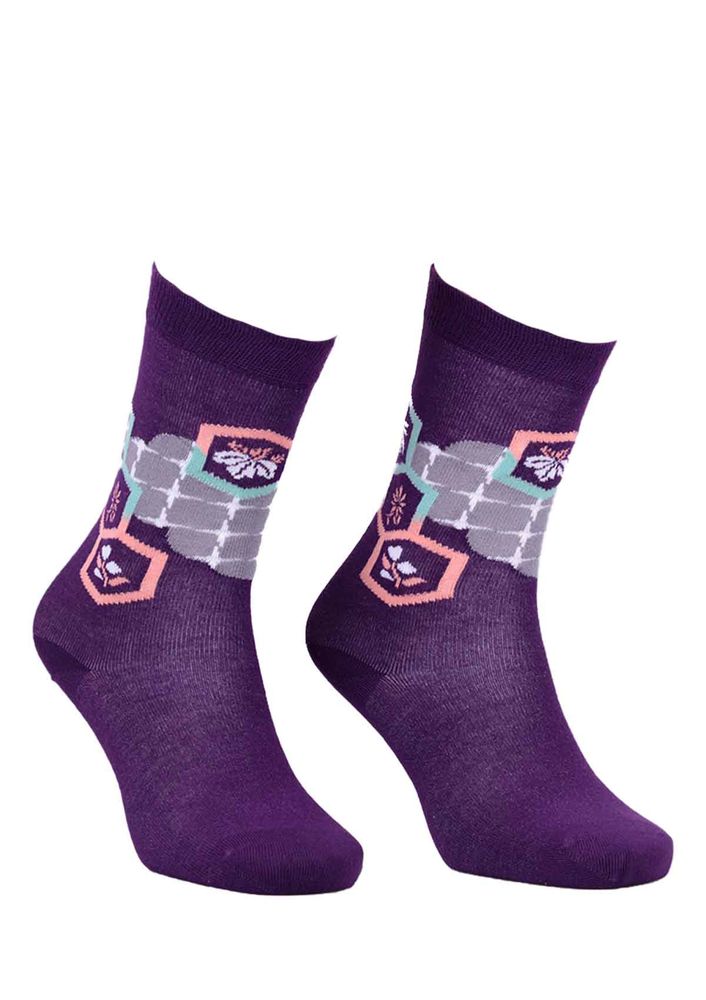 Paktaş Seamless Patterned Socks 2585 | Purple