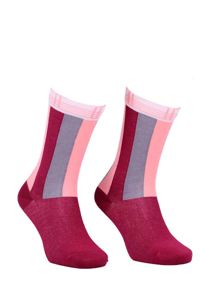 Paktaş Patterned Socks 2587 | Plum