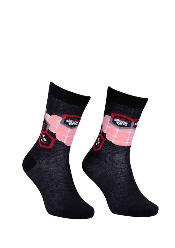 Paktaş Seamless Patterned Socks 2585 | Black - Thumbnail