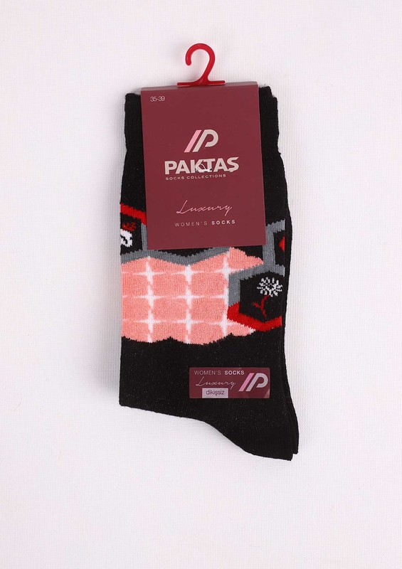 Paktaş Seamless Patterned Socks 2585 | Black - Thumbnail