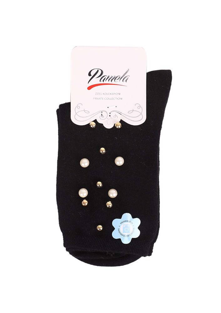 Beaded Plain Socks 619 | Black