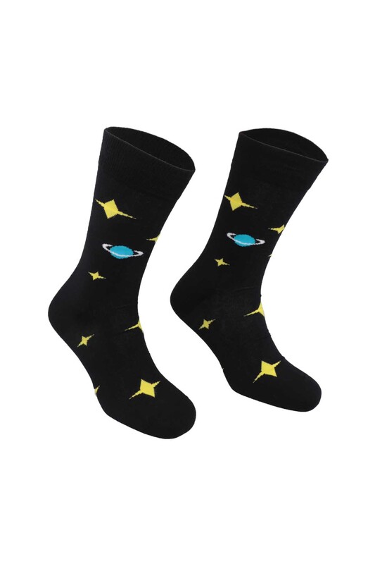 PİERRE CARDİN - Pierre Cardin Stars Printed Man Socks 206 | Black