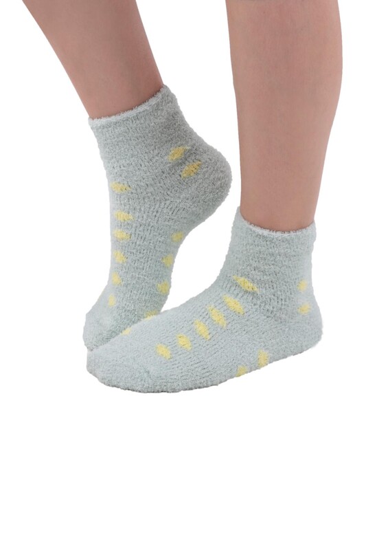 Sahab Woman Plush Bootie Socks 48500 | Sea Green - Thumbnail