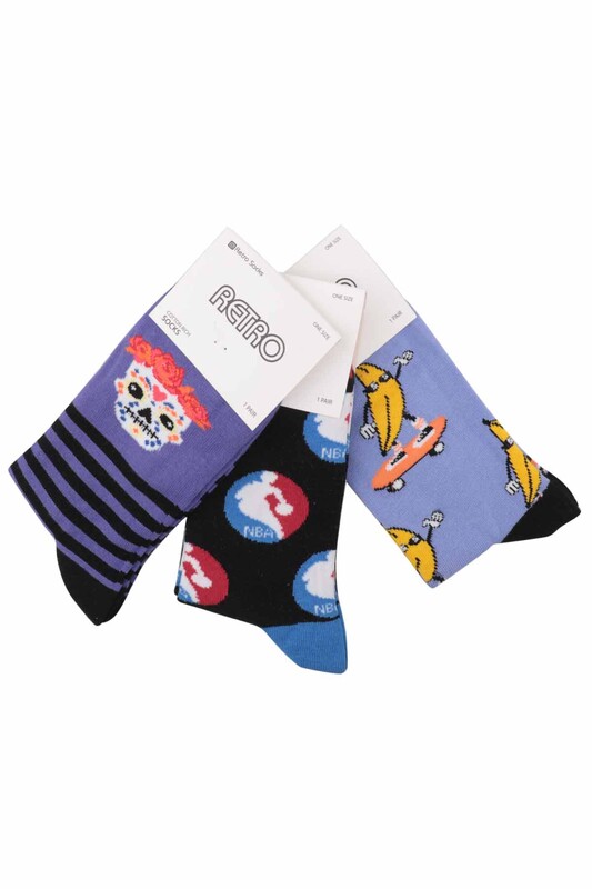 Simisso Patterned 3 Pack Socks Set | Set 9 - Thumbnail