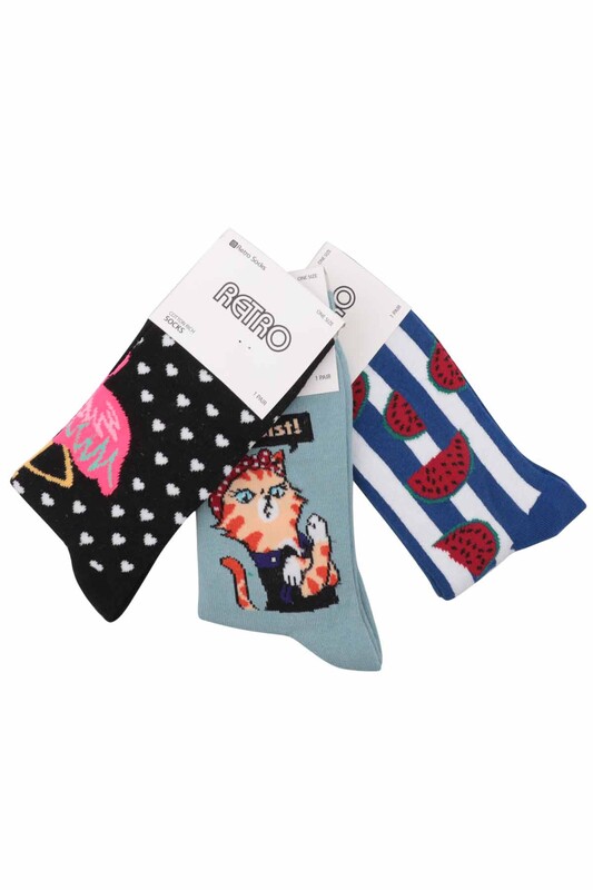 Simisso Patterned 3 Pack Socks Set | Set 14 - Thumbnail
