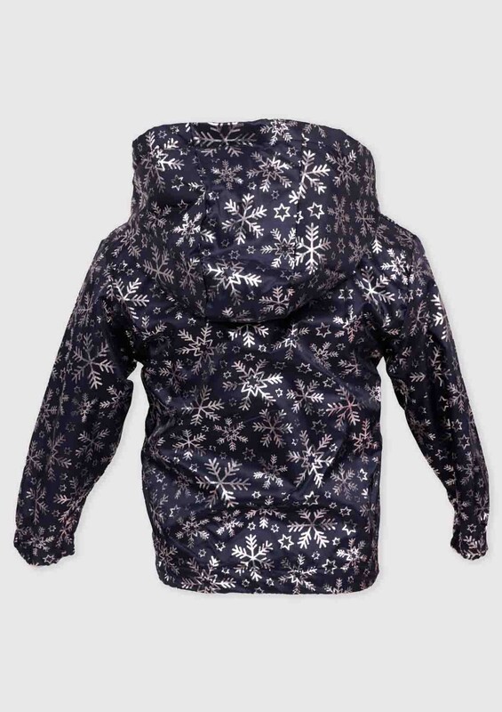 Hippil Baby Snowflake Printed Raincoat | Black - Thumbnail