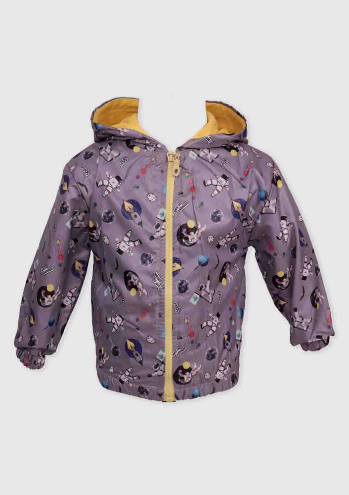 Hippil Baby Astronaut Printed Raincoat | Grey