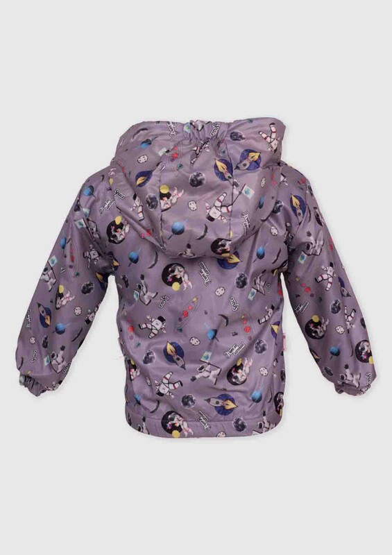 Hippil Baby Astronaut Printed Raincoat | Grey - Thumbnail