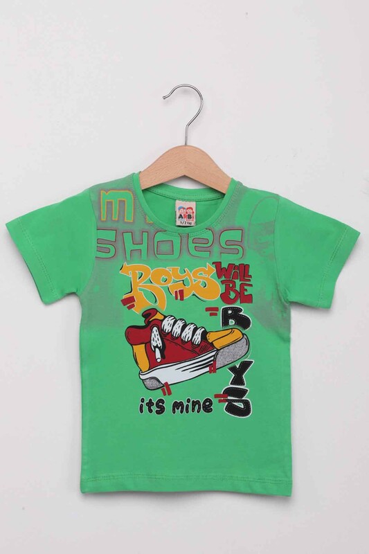 ARBİ - Ayakkabı Baskılı Erkek Çocuk Tshirt | Yeşil