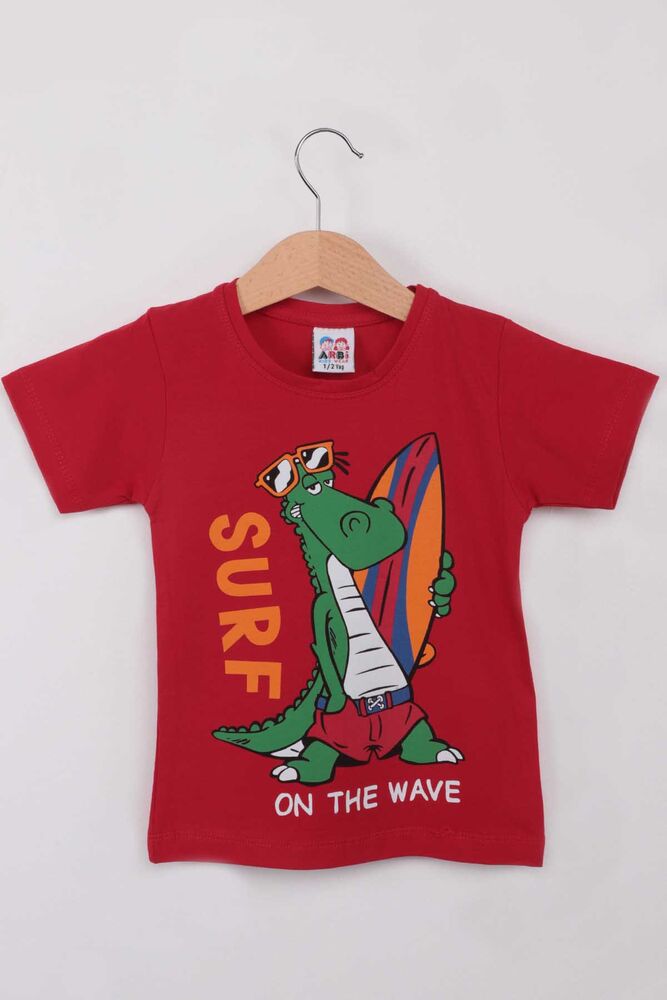 Dinazor Baskılı Erkek Çocuk Tshirt | Kırmızı