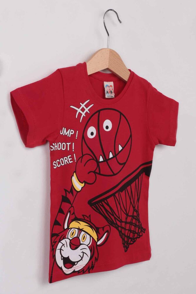 Basketbol Baskılı Erkek Çocuk Tshirt | Kırmızı