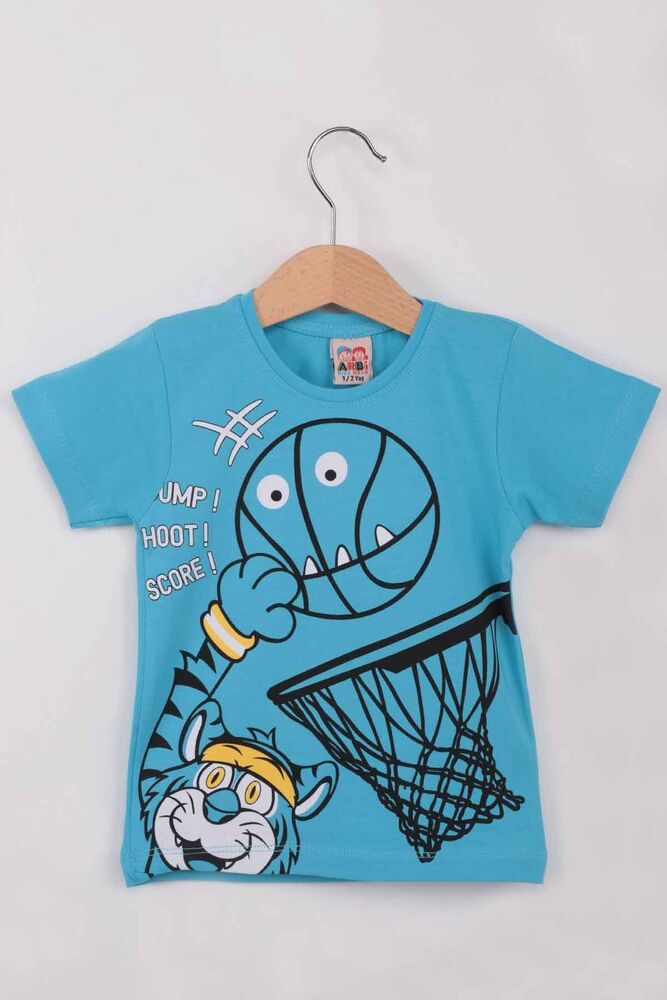 Basketbol Baskılı Erkek Çocuk Tshirt | Mavi