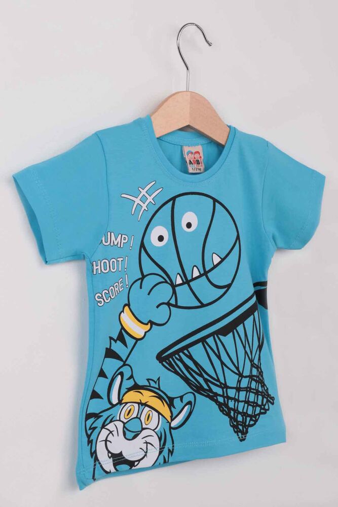 Basketbol Baskılı Erkek Çocuk Tshirt | Mavi