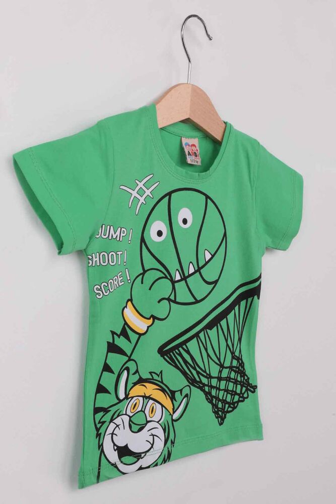 Basketbol Baskılı Erkek Çocuk Tshirt | Yeşil
