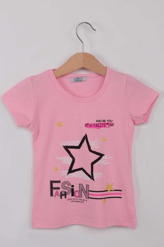 ESSU - Fashion Baskılı Kız Çocuk Tshirt | Pembe