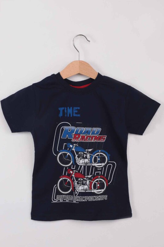 WALOX - Baskılı Kısa Kollu Erkek Çocuk T-shirt 008 | Lacivert