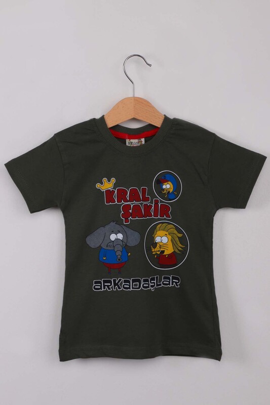 WALOX - Baskılı Erkek Çocuk Tshirt 1214 | Haki