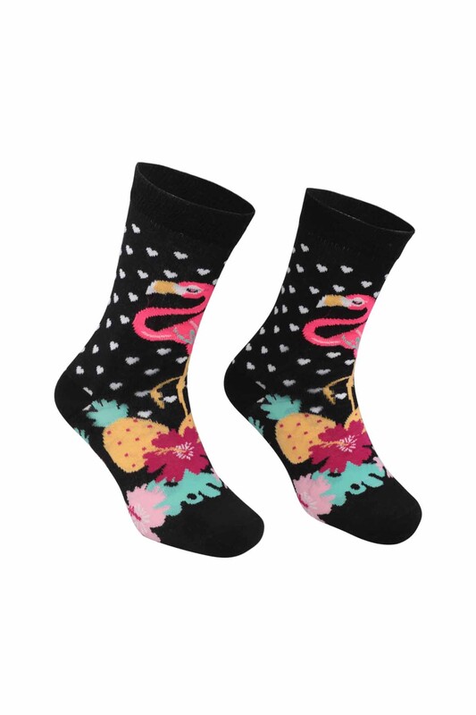 RETRO - Flamingo Desenli Çorap | Pembe