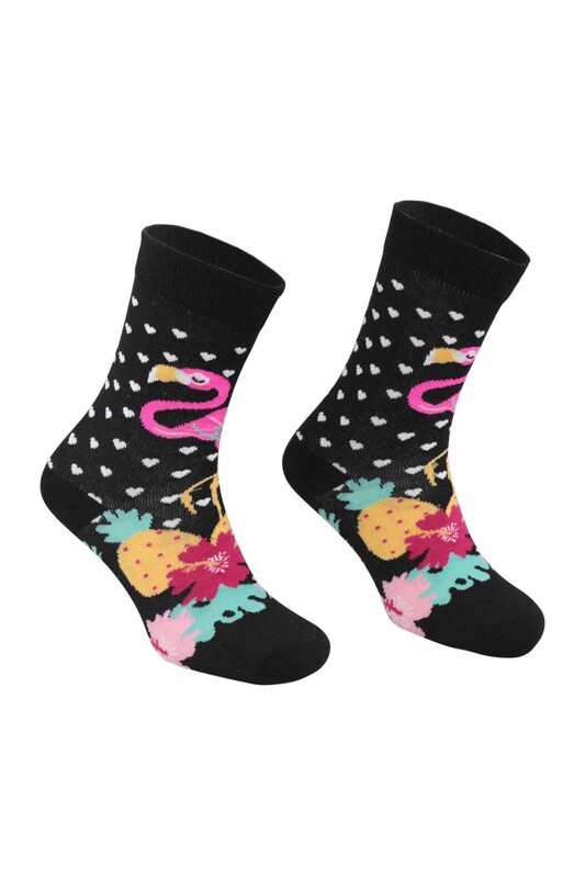 RETRO - Flamingo Desenli Çorap | Fuşya