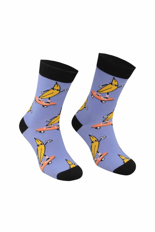 RETRO - Muz Desenli Çorap | Mor