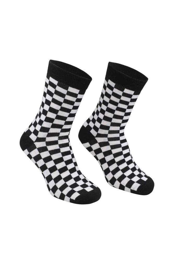 Kare Desenli Çorap | Siyah